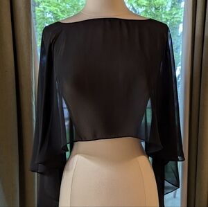 Elegant Sheer Black Cape Shawl